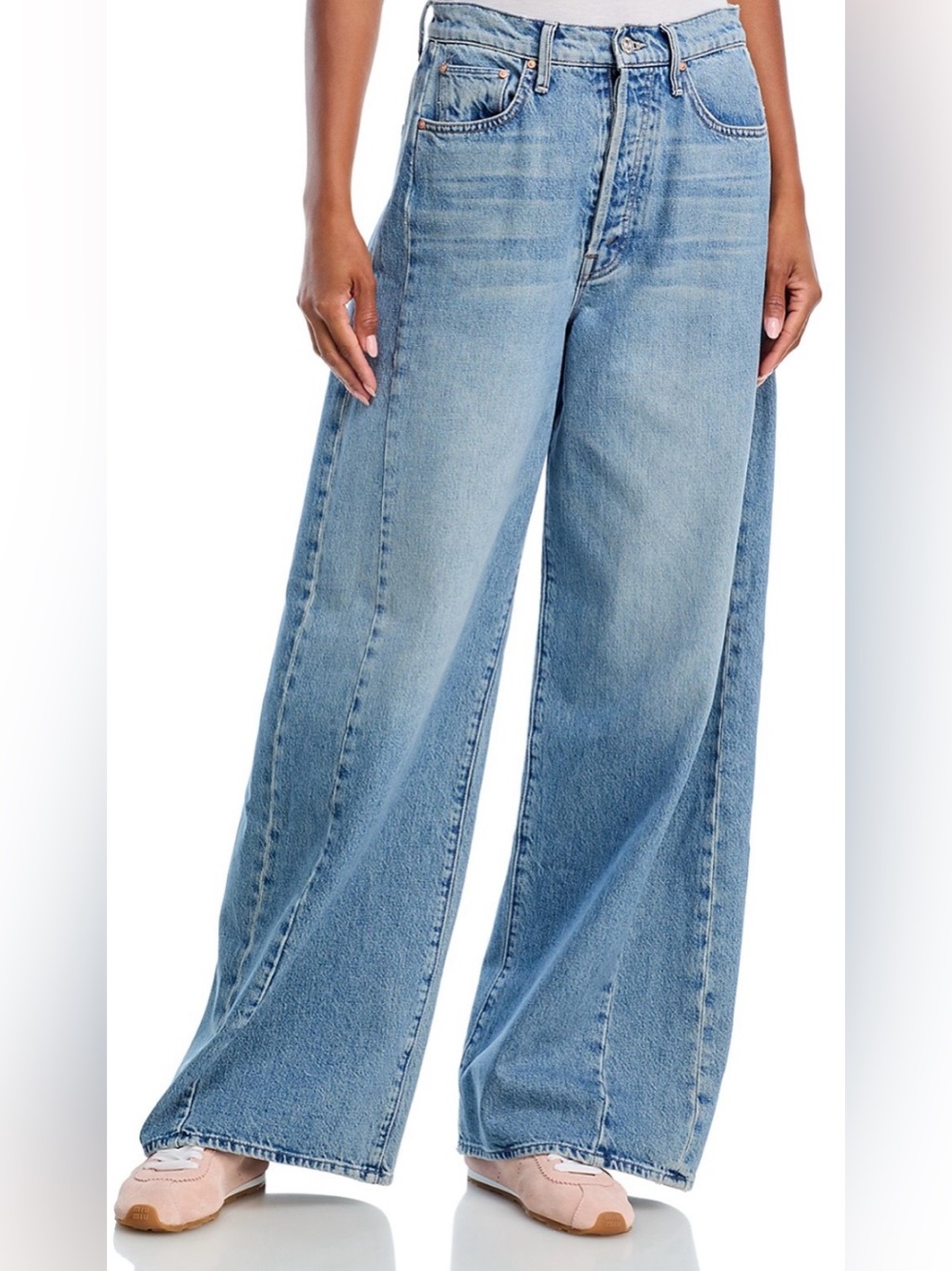 MOTHER The Pipe Dream Button Sneak High Rise Jeans in Leap At The Chance - Picture 2 of 9